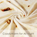 Bnuitland Burritos Tortilla Throw Blanket, 300GSM Double Sided Giant Funny Gift with Pouch, Realistic Super Soft Novelty Taco Swaddle Food Blanket for Baby/Kids and Pets Wrap