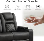 Home Theater Seats, Faux Leather Movie 3 Seat Recliner Sofa with Hidden Arm Storage, Power Gaming Reclining Sofa with USB Charge and Cup Holders