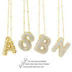 KELMALL Kubischer Zirkonia Blasen-Anfangsbuchstaben-Halskette für Frauen - Elegante goldbeschichtete A-Z Alphabet Namensanhänger-Halskette mit Strass - Personalisierte Geschenk