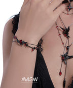 original design hip hop style Red beaded bracelet Gothic Black Crow bracelet Ladies Holiday party gift M3363