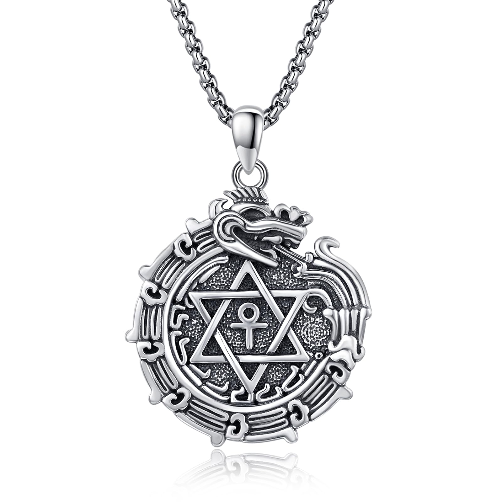 Sterling Silver Aztec Ouroboros Necklace Poseidon Necklace Nail Skull Necklace Eye of Horus Necklace Vintage Jewelry for Men Eboy