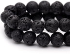 Youngbling Natural Gemstone Beads for Jewelry Making,8mm Black Lava Polished Round Smooth Stone Beads,Genuine Real Stone Beads for Bracelet Necklace 15 Inch(Black Lava,8mm)