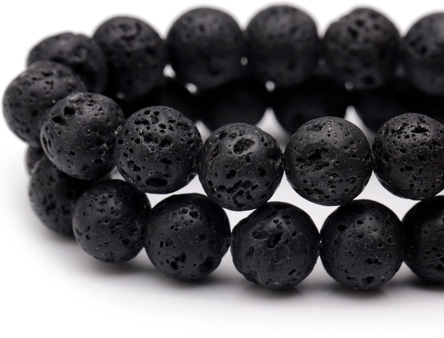 Youngbling Natural Gemstone Beads for Jewelry Making,8mm Black Lava Polished Round Smooth Stone Beads,Genuine Real Stone Beads for Bracelet Necklace 15 Inch(Black Lava,8mm)