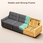 Aiho Sectional Sleeper Sofa, 84 Inch Pull Out Couch with Adjustment Backrest & Ottoman, Convertible Sectional Couch Bed for Living Room, Guest Room, Dark Grey