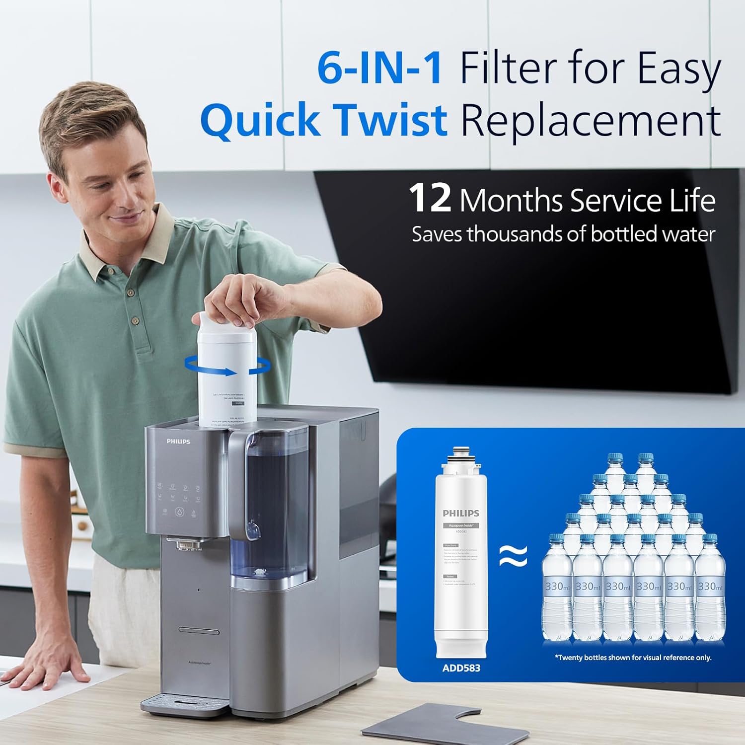 Reverse Osmosis Water Filter Countertop, Cold Water Countertop RO System 6 Stage Filtration with UV Light, Instant Boiling Water 6 Temperature Settings NSF/ANSI 372 Certified, TDS Monitor