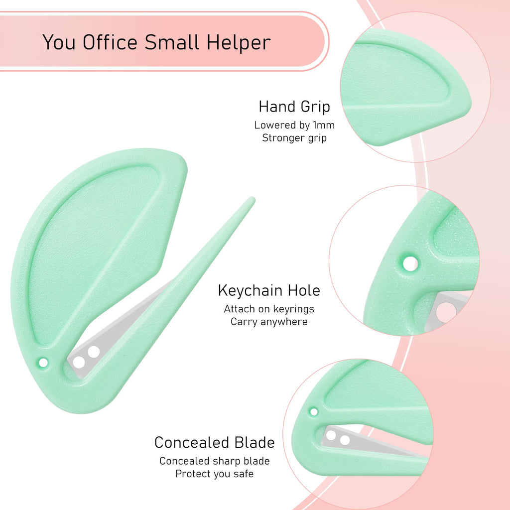 6-pak Macarons kuvertåbner - brevåbner kuvertskærer med sikker skjult skarp klinge til kvinder, mænd, kontorarbejdere, kandidatstuderende. Brevåbner til hjemmet, kontoret, postvæsenet