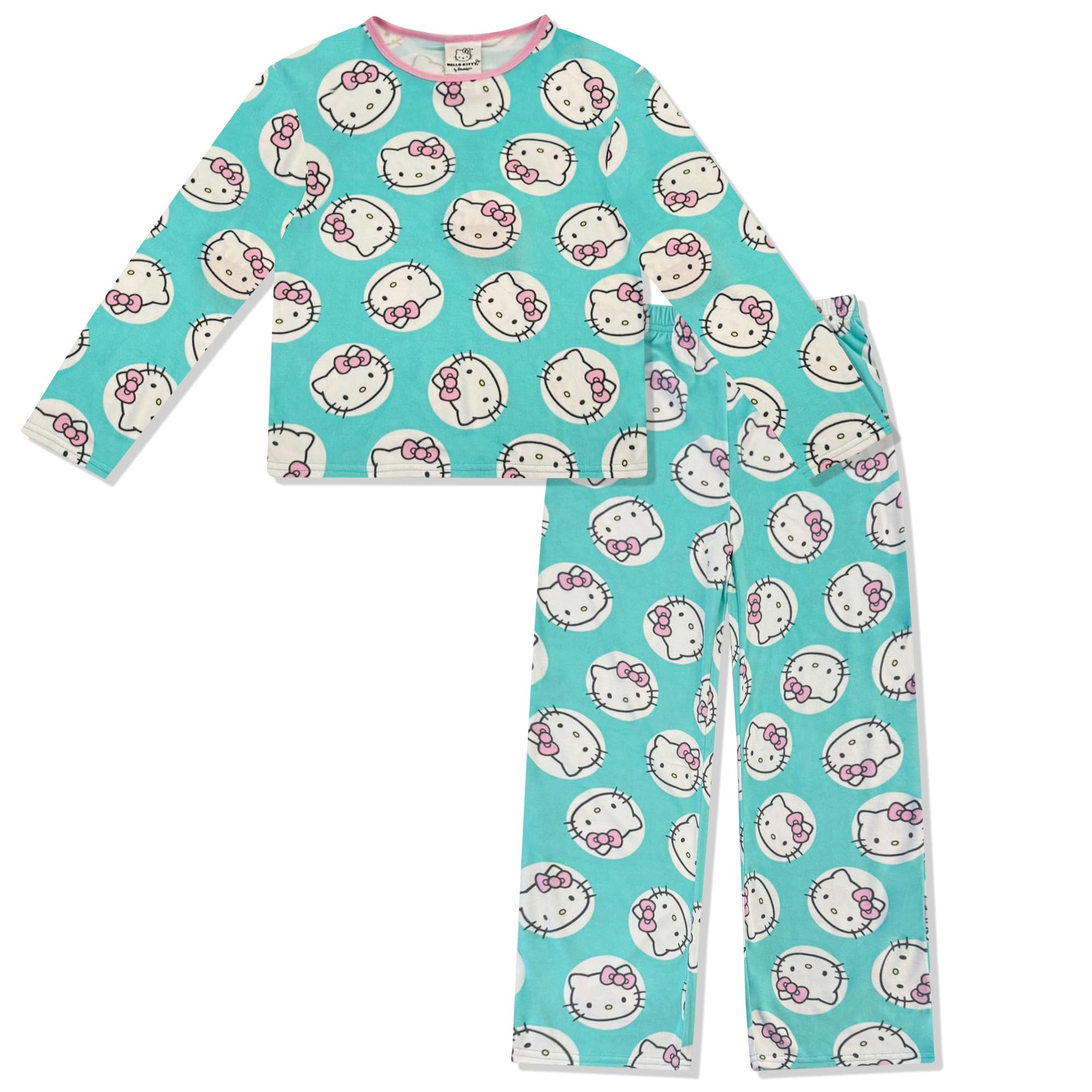 Hello Kitty Girls Pajama Pants and Sleep Shirt Sets for Kids - 2 Piece PJ Sleepwear Set for Toddler Girls - Official License Blue