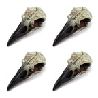 Geetery 4 Pcs Halloween Raven Skull Figurine Scavenger Gothic Crow Hanging Wall Sculpture Resin Raven Skull Statue for Home Faux Bird Bone Jewelry Necklace Decor (2.36 Inch)