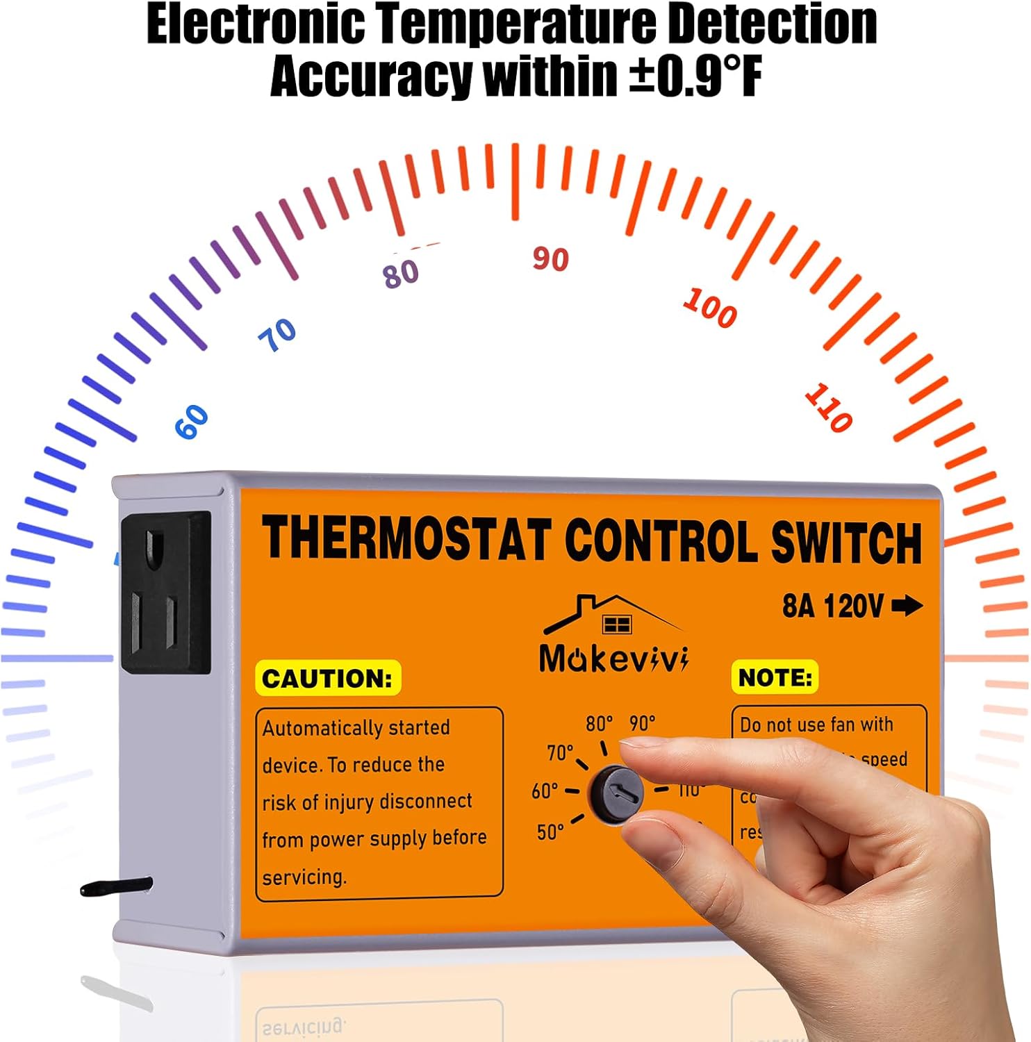 Attic Fan Thermostat-Control, Adjustable Thermostat with Overload Protector, Temperature Controlled Attic Fan, with Socket Easy to Install, Exhaust Fan Temperature Controller for Workshop, Greenhouse