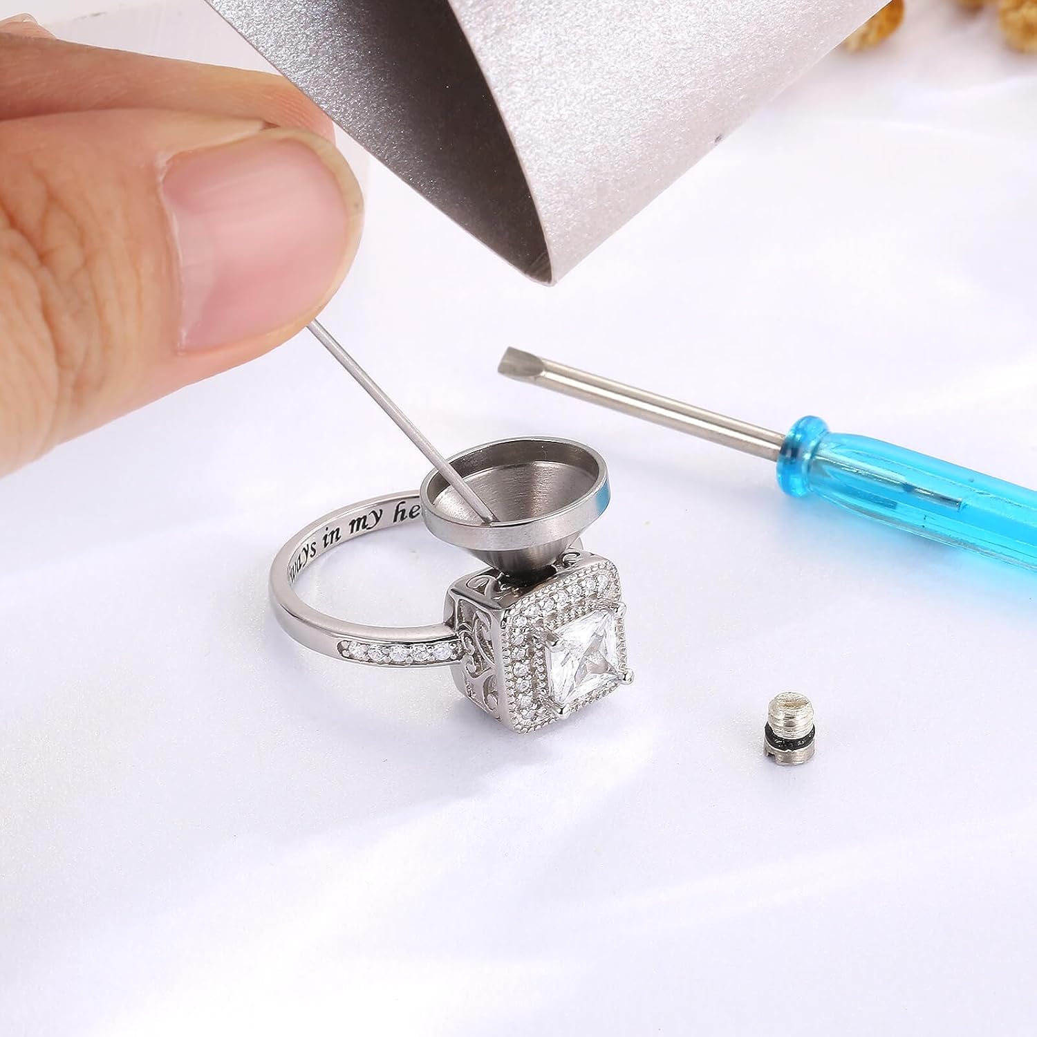 925 Sterling Silver Cremation Urn Ring for Women Memorial Ashes Keepsake Jewelry to Honor Loved Ones