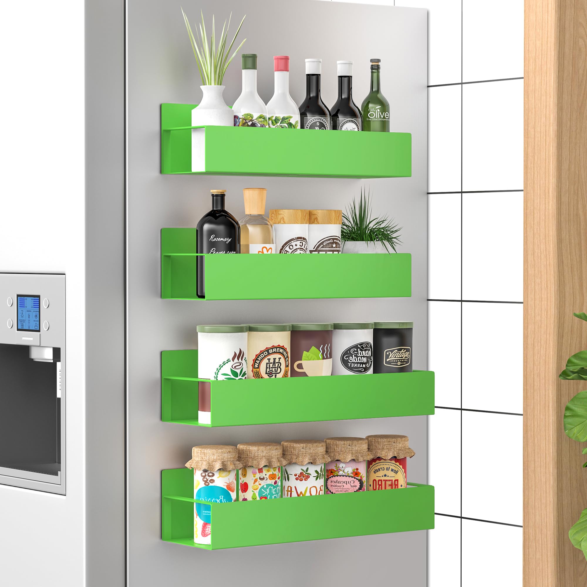 6 Pack Magnetic Spice Storage Rack Organizer for Refrigerator and Oven, Black Fridge Organizers and Storage