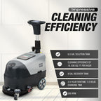Battery Powered Walk Behind Floor and Carpet Scrubber Buffer Polisher Machine, 16" Brush, 21.5" Squeegee Width, 6.5 gal Tank, Brush Speed 200 RPM, Includes a Hard Brush Soft Brush and 3 Scouring pads