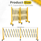 Folding Security Gate Expandable Barricade, Heavy-Duty Retractable Barrier with Wheels for Crowd Control, Traffic, Parking Lots, Warehouses & Residential Use, Lockable Casters, Weather-Resistant Steel