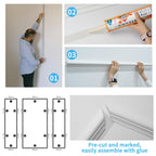 Art3d Pre-Cut Wall Molding Set of 3 pcs, Ready-to-Assemble Wainscoting Panels for Interior Wall Décor Living Room Bedroom Accent Wall - Installed with Glue, 3 Frames