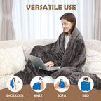 HOW'S MY HOUSE Heated Blanket 84" x 90", Dual Control Electric Blanket Queen Size with 10 Time Settings & 6 Heating Levels, Over-Heat Protection, Flannel Sherpa Super Cozy with ETL Certification, Gray