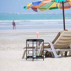 Yesker Side Table, End Table Metal Small Table Indoor Outdoor & Snack Bedside Table Sofa Side Snack Table Accent Coffee Table Living Room Bedroom Balcony 2 Layer (Black)