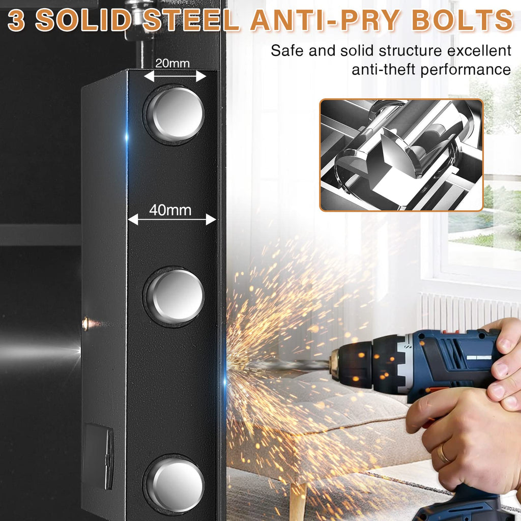 Cassaforte domestica cubica 3.0 ignifuga impermeabile, grande cassaforte ignifuga con borsa per documenti ignifuga, tastiera digitale e ripiano removibile, cassaforte personale per denaro, gioielli, documenti e oggetti di valore