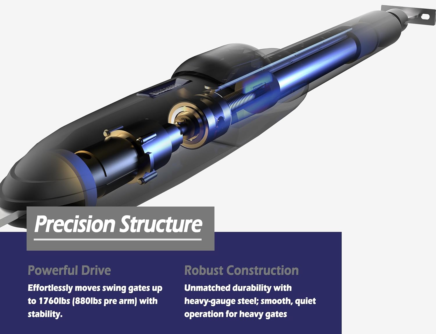 Blütezeit Solar Swing Gate Opener, 1760lb Dual-Arm Operator with Built-in 24V Lithium Battery & 25W Solar Panel, Integrated Control Box for Easy Install, Smart Auto Setting, 2 Remotes & Complete Kits