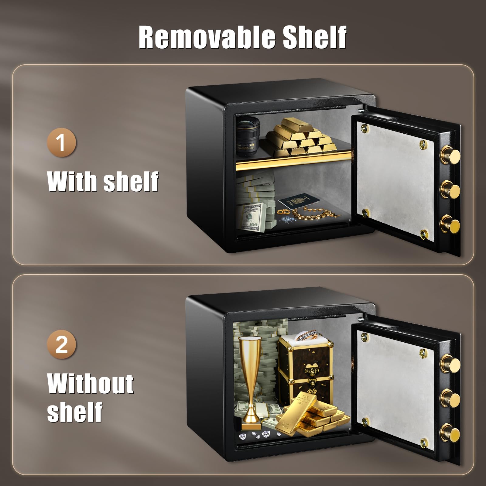 ADIMO Home Safe Box, 1.2 Cubic Feet Security Safe Box with Fireproof Waterproof Money Bag, Digital Keypad and Dual Key System, Personal Safe Fireproof Lock Box for Home Office Valuable Document