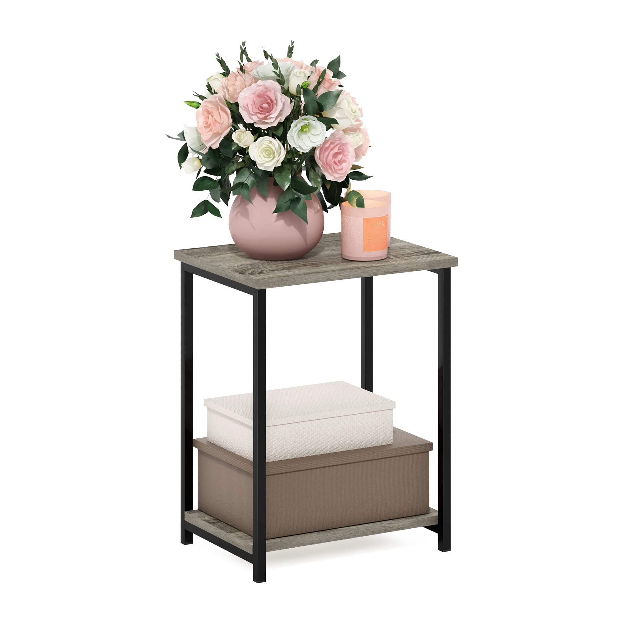 Furinno Simplistic Set of 2 End Table, Espresso/Black