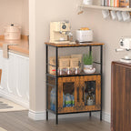 X-cosrack Buffets Coffee Bar Station, 3-Tier Small Coffee Stand Station with Storage, Farmhouse-Style Microwave Cart Featuring 2-Door Cabinet Ideal for Living Room, Entryway, Sideboards