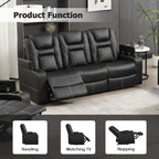 Home Theater Seats, Faux Leather Movie 3 Seat Recliner Sofa with Hidden Arm Storage, Power Gaming Reclining Sofa with USB Charge and Cup Holders