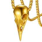 FaithHeart Viking Raven Necklace for Men, Norse Mythology Raven Skull Pendant Sturdy Stainless Steel Amulet Jewelry Gift for Men