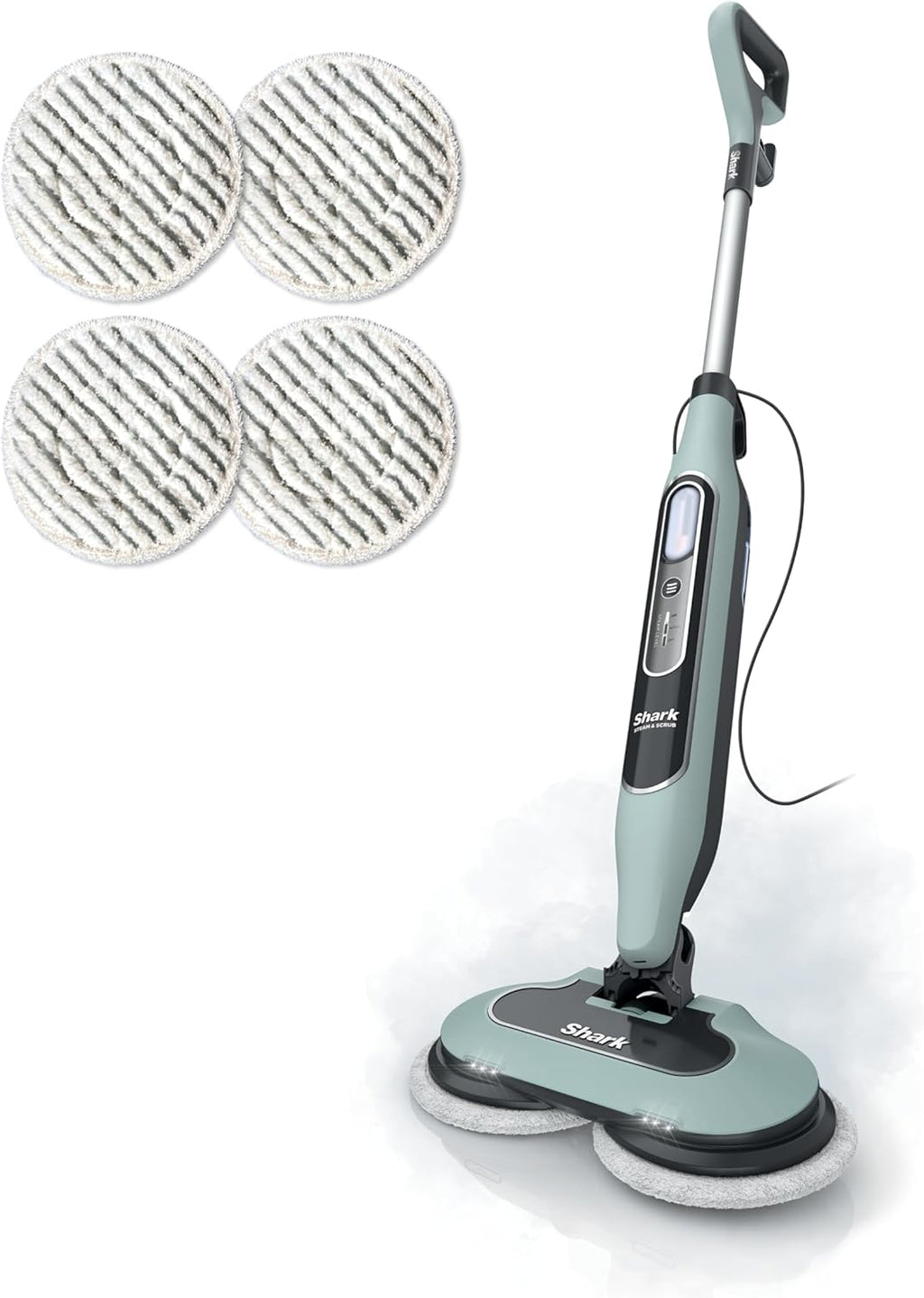 Shark Steam & Scrub Steam Mop, All-in-One Scrubbing and Sanitizing Hard Floor Cleaner, LED Headlights, 4 Dirt Grip Soft Scrub Pads Included, XL Water Tank, Swivel Steering, Hawaiian Grey, S8001