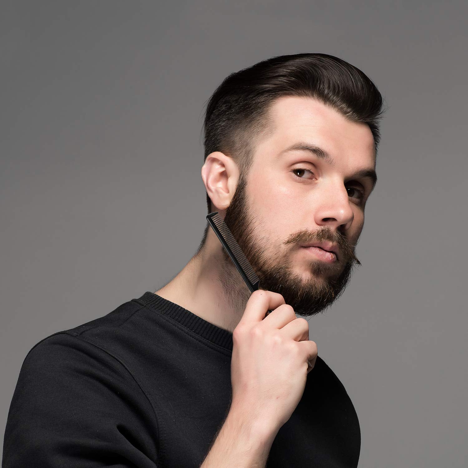 Boao 12 Pack Rat Tail Comb Styling Plastic Anti Static Heat Resistant Tail Comb for All Hair Types Fine Tooth for Men and Women(Black)