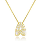 KissYan Bubble Letter Necklace, 14K Gold Plated Balloon Initial Pendant Box Chain Necklace Dainty Pave CZ Jewelry Gift for Women(20mm A)