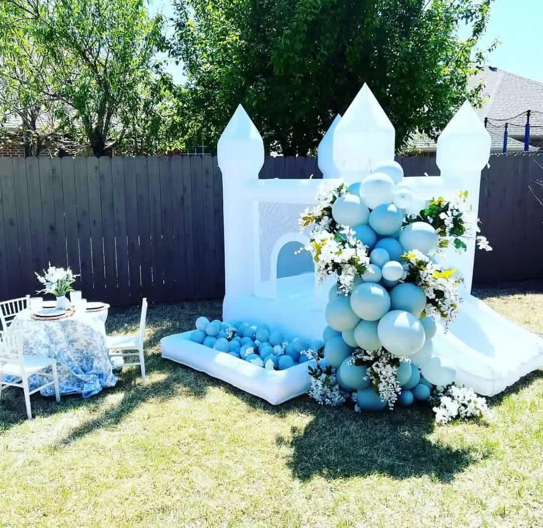 POYOUNGHU White Bounce House, House with Blower, Inflatable Bouncer, Children's Toy, Sewn Extra Thick Material for Durability