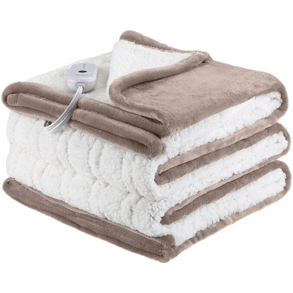 Coperta Elettrica Riscaldata Plaid con 5 Livelli di Riscaldamento e Spegnimento Automatico dopo 4 Ore, Plaid Riscaldato 50"x60" con Certificazione ETL e FCC per Casa e Ufficio, Lavabile in Lavatrice, Grigio Scuro