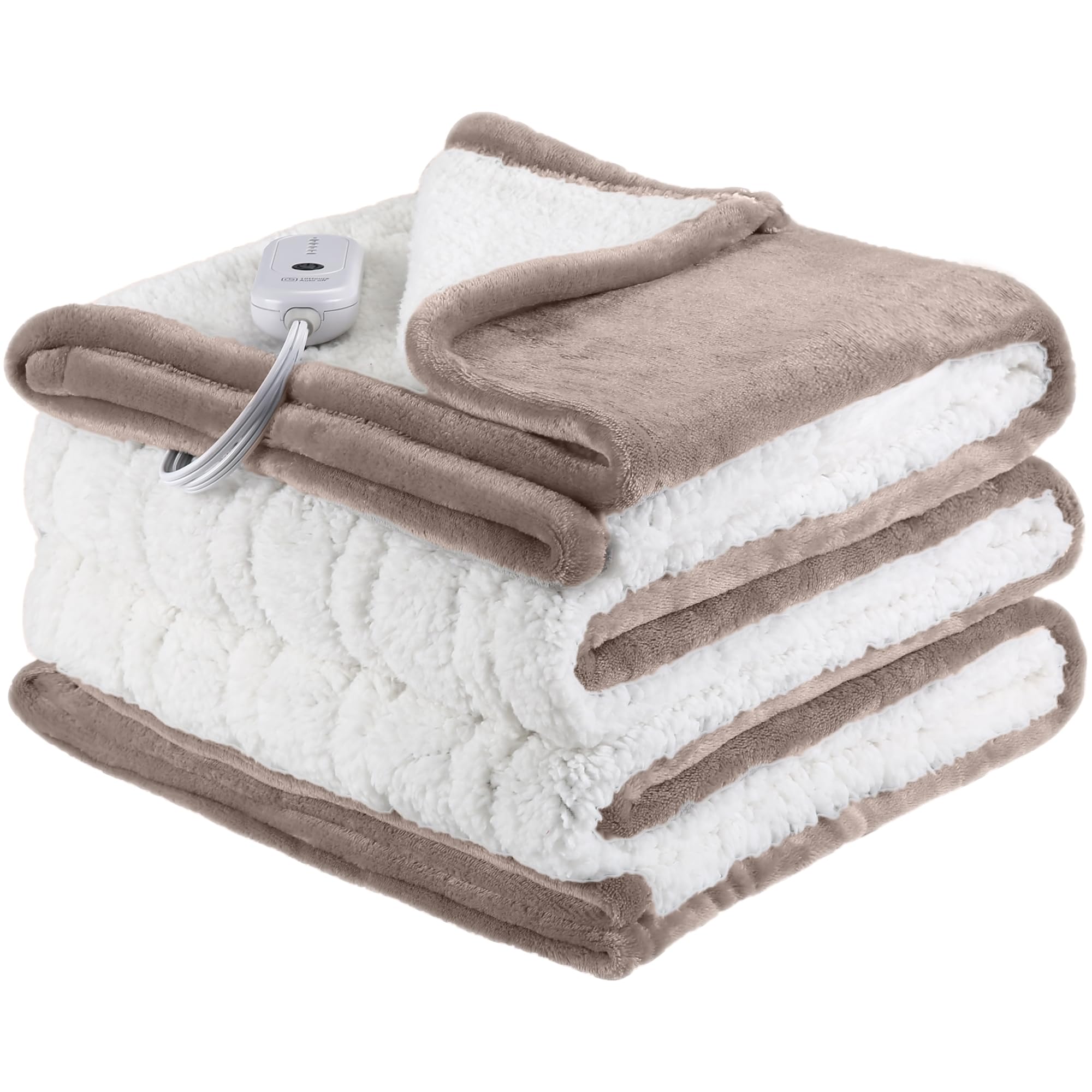 Coperta Elettrica Riscaldata Plaid con 5 Livelli di Riscaldamento e Spegnimento Automatico dopo 4 Ore, Plaid Riscaldato 50"x60" con Certificazione ETL e FCC per Casa e Ufficio, Lavabile in Lavatrice, Grigio Scuro