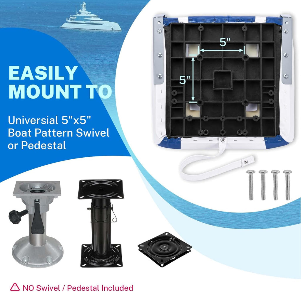 Dreizack Boat Seats 2 Packs, Folding High Back Fishing Waterproof Universal Pontoon Boat Seat Bass Tracker Boat Chairs with Stainless Steel Screws, Aluminum Hinges and Thickened Cushion