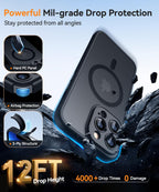 CANSHN 磁気対応 iPhone 13 Pro Max ケース、アップグレード版【フルカメラ保護】【Magsafe対応】【半透明マット】耐衝撃保護スマホケースカバー 6.7インチ - ブラック