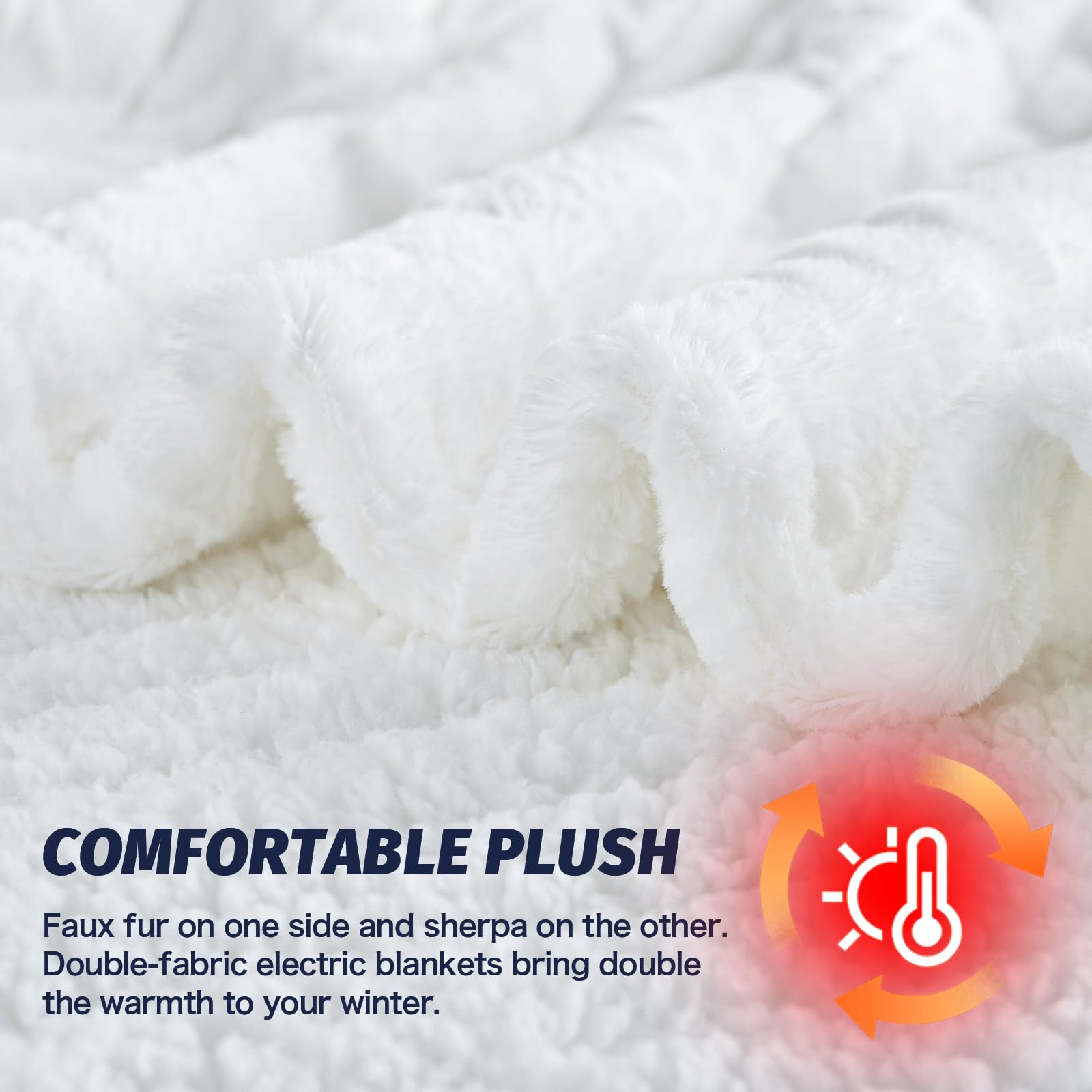 Manta Elétrica Aquecida OCTROT - Manta de Aquecimento em Sherpa de Lã para Sofá, Manta de Aquecimento de Pelo Sintético para Colo com Temporizador de 5 Posições e 10 Níveis de Aquecimento, Certificação ETL&FCC, para Adultos