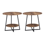 D&H FURNIMMT 20" Living Room Side Table for Small Spaces, 2 Tier Wood Top Round End Tables with Storage Shelf, Accent Sofa Table for Bedroom, Office, Sunroom, Balcony, Black