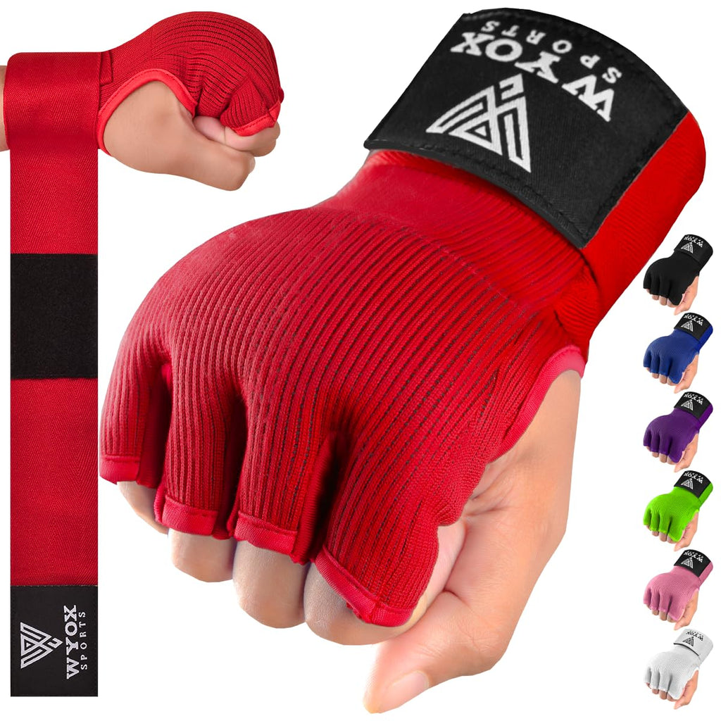 WYOX Gel Boxing Hand Wraps Inner Gloves for Men & Women – 80cm Quick Wrist Strap, Padded Knuckle Support, Fingerless MMA Muay Thai Kickboxing Wraps for Training, Punching & Martial Arts