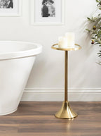 Kate and Laurel Sanzo Modern Pedestal Drink Table, 10 x 10 x 23, Antique Gold, Decorative End Table with Mirrored Tabletop for Use as Small Plant Stand or Cute Martini Table