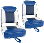Boat Seats 2 Pack, Skureay Low/High Back Fishing Folding Boat Seat Waterproof Captain Boat Chair，Boatseat 2 Pack Suitable for Jon/Pontoon/Canoe/Bass Tracker Boat seats-UNIQUE Color Design (Gray/White)