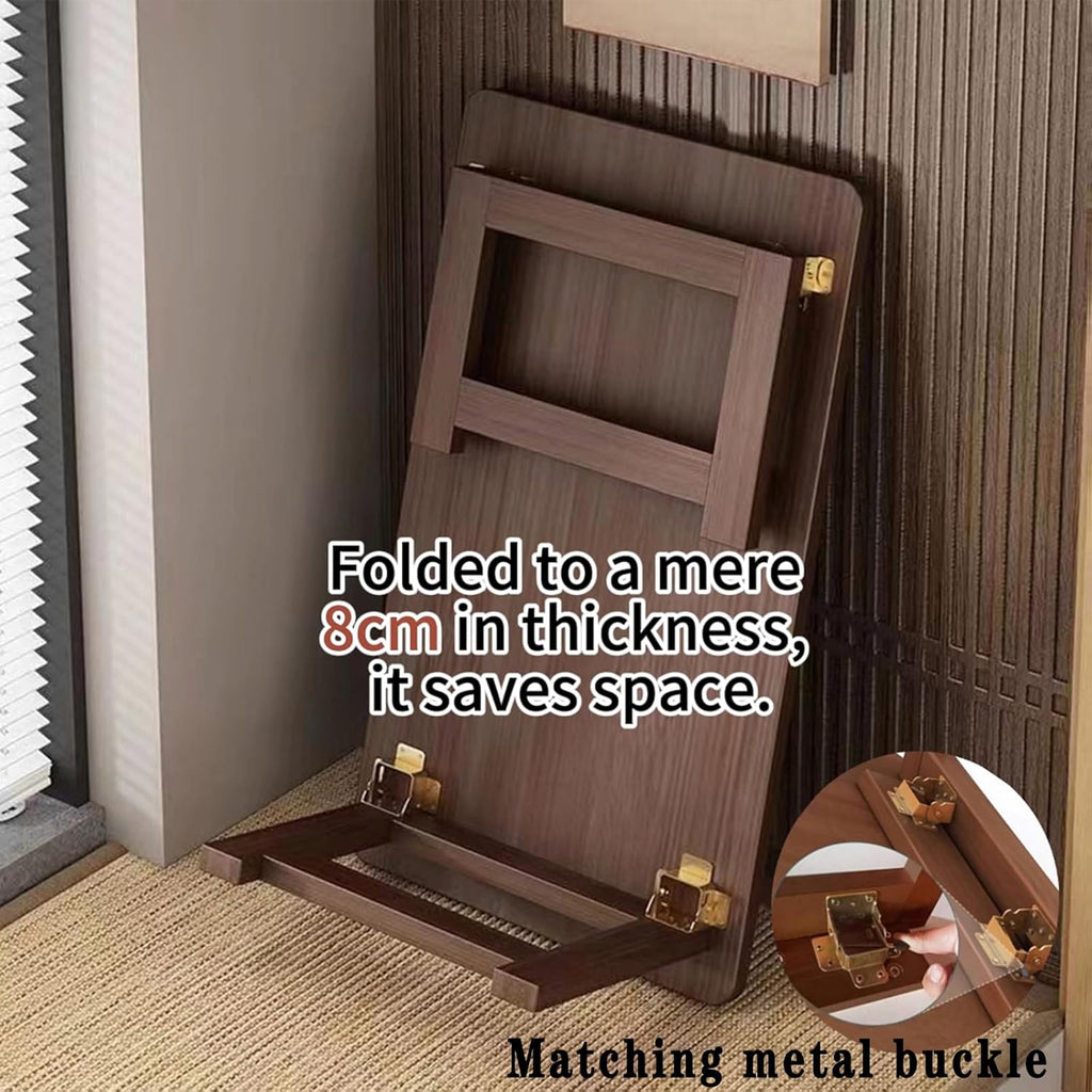 Japanese Floor Table Bamboo Japanese Folding Table Portable Solid Wood Japanese Coffee Table, No Assembly Folding Coffee Table for Sitting on The Floor, Easy Storage (31.5 * 17.7 * 13.8)