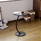 C-Shaped End Table 25 inches High, Small Side Table Coffee Table for Couch and Bed, Sofa Table for Living Room, Bedroom, Bedside, Black