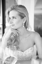 Mariell Rose Gold Pearl Bridal Earrings with Cubic Zirconia Crystals, 1 ¾" Long Dangle Wedding Earring for Brides, Homecoming, Mother of the Bride