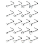 Ruifan 20G 1.5mm 2mm 2.5mm 3mm 3.5mm 4mm Opal Clear Diamond CZ Nose L Shaped Studs Rings Piercing Jewelry 4-20PCS