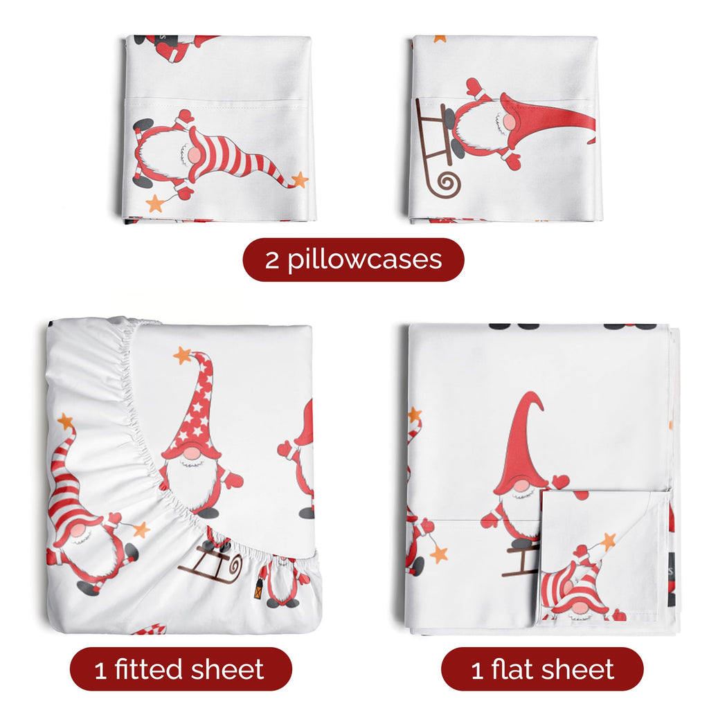 Queen Christmas Tree Sheet Set - Holiday Xmas Pattern Linen Set - Deep Pockets - Snug Fit - 4 Piece - Wrinkle Free - Comfy & Cooling Festive Winter Bedding - Easy To Care For - Kid Friendly