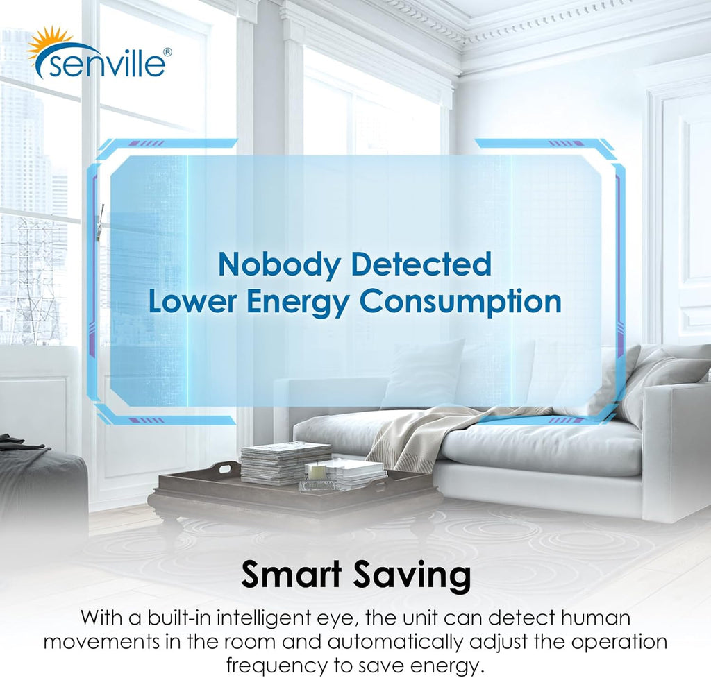 Senville AURA Series Mini Split Air Conditioner Inverter Heat Pump, 24000 BTU, Works with Alexa, Energy Star, White