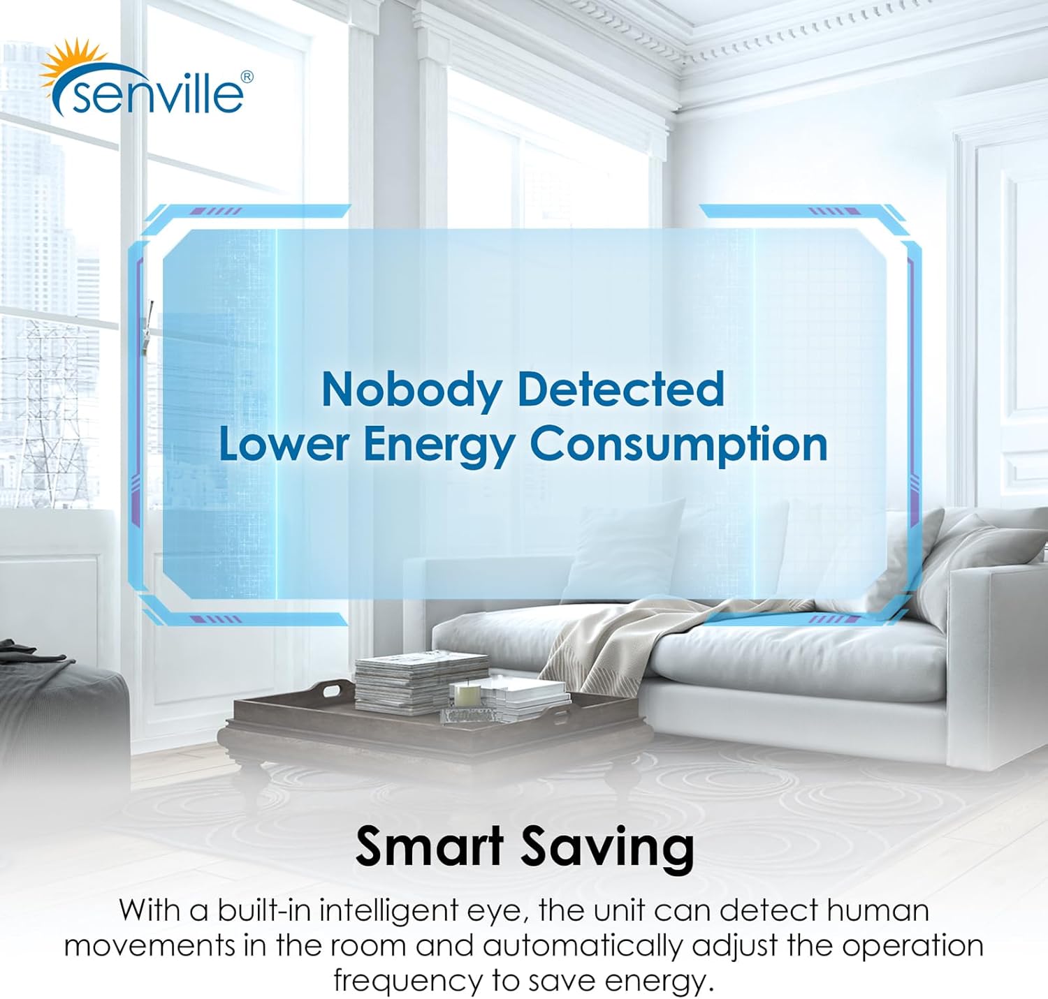 Senville AURA Series Mini Split Air Conditioner Inverter Heat Pump, 24000 BTU, Works with Alexa, Energy Star, White