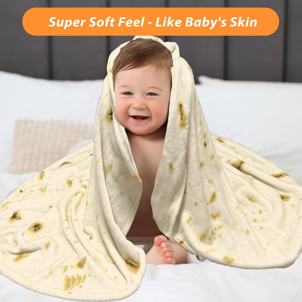 HDFK Tortilla Blanket Adult Size Beige Yellow Double Sided Throw Taco Realistic Food Blankets Lightweight Flannel Fleece White Elephant Funny Gifts for Kids 60 inches for Women Cozy Soft Teen Novelty