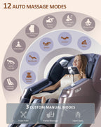RELX 2025 Massage Chair Full Body, Zero Gravity SL-Track Shiatsu Massage Chair Built-in Heat System, Airbag Massage, with Body Scan, Deep Yoga Stretch, Calfrest Extension and AI Control(Brown)