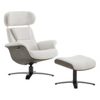 CHITA Genuine Leather Reclining Swivel Chair with Adjustable Headrest and Ottoman for Living Room, Saddle